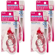 PLUS 普樂士 TG-610BC捲軸雙面膠帶正帶 (黏性強/20米長/適用多種材質), 粉, 4入