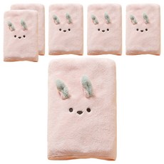 珊瑚絨動物浴巾, 粉色, 1入, 6條