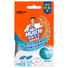 Mr Muscle 威猛先生 潔廁清香凍 清新海洋 防臭層 阻隔異味 每次沖水除臭清新 2補充管, 76g, 1組