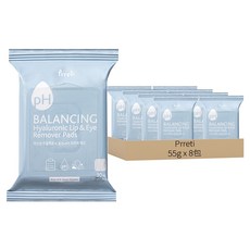 Prreti 弱酸性平衡玻尿酸眼唇卸妝棉 30片, 55g, 8包