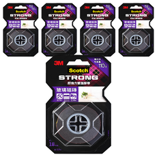 3M Scotch 超強力雙面膠帶 玻璃磁磚面 V1804N 18mm x 1.5m, 紅色, 5捲