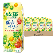 波蜜 低卡果菜汁, 250ml, 18入