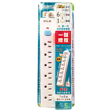 Dr.AV 聖岡科技 1切6插橫向延長線 3孔, 6插座+1開關, 過載自動斷電, 1.5m, TX-800-5, 1個