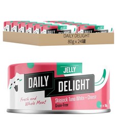 DAILY DELIGHT 機能化毛餐貓主食罐頭 鰹魚白肉 + 乳酪 高蛋白質低脂肪 無麩質, 80g, 24罐