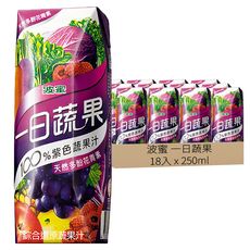 波蜜 一日蔬果100%紫色蔬果汁 滿滿營養 隨時補充能量, 250ml, 18入