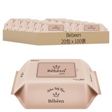 Bebeen Original Plus 嬰兒用溼紙巾 補充包, 100張, 20包