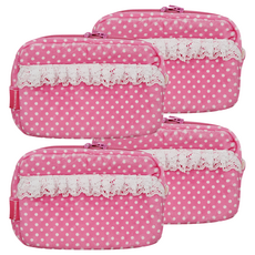 Skater 濕紙巾收納包 絨布 頭型, Hello Kitty 粉點, 4個