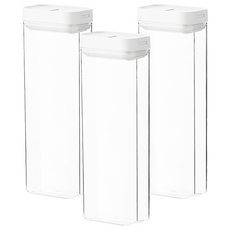 懶角落 易扣可疊式食物密封保鮮罐 1600ML, 耐熱耐冷 -20°C~60°C, 3個, Clear