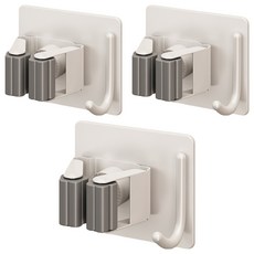 超級工廠 不鏽鋼拖把架 帶鉤款 白色, 3個