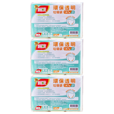 楓康 環保透明垃圾袋 小 3入 147張 全新HDPE原料製成, 3包, 14L