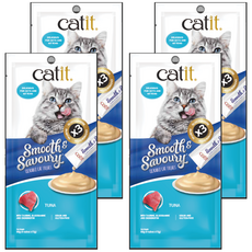 catit 嘿卡堤 鮮溜肉泥 鮪魚 15g 貓咪零食, 60g, 4包