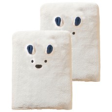珊瑚絨動物浴巾, 白色, 1入, 2條