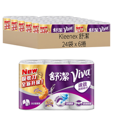Kleenex 舒潔 食安級耐用廚房紙巾 大小隨意撕 108張, 6捲, 24袋