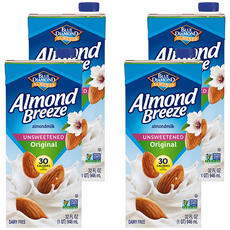BLUE DIAMOND 藍鑽 Almond Breeze 無糖杏仁奶, 946ml, 4瓶