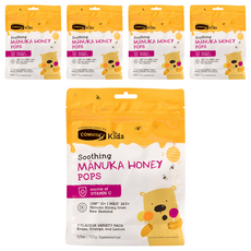 COMVITA 康維他 兒童麥蘆卡蜂蜜棒棒糖 UMF 10+ | MGO 263+ 紐西蘭 維生素C 15支, 葡萄 + 柳橙 + 檸檬, 112.5g, 5袋