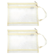 本色A4雙層分類收納袋 顏色隨機 雙層大容量文件收納整理袋, 2個