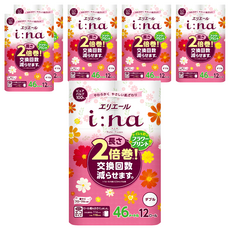 elleair 艾黎艾爾 i:na 2倍巻 雙層印花捲筒衛生紙 柔軟親膚 減少卷寬, 46m, 12捲, 6袋