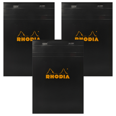 RHODIA N°16 黑色上翻筆記本，A5方格內頁, 162009C, 3本