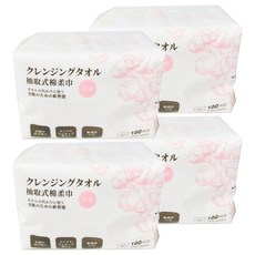 DODOWU 嘟嘟屋 抽取式棉柔洗臉巾 100張, 平紋, 4包