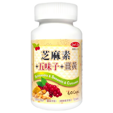 good Life 得意人生 五味子芝麻素膠囊 600mg, 60顆, 1瓶