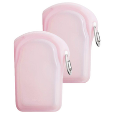 stasher GO 隨行矽膠密封袋 - 戶外新系列, 回收鋁製金屬環, 輕薄好攜帶, 可重複使用, 12.7 x 21.59 x 3.81cm, 粉紅色, 1入, 2個