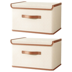 小麥購物 連體蓋抽屜式收納箱 L394, 2個, 米色