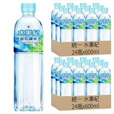 統一 水事紀 麥飯石礦泉水, 600ml, 48瓶