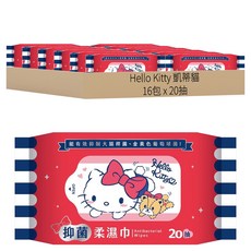 Hello Kitty 凱蒂貓 抑菌柔濕巾 200 x 150mm, 1入, 16包