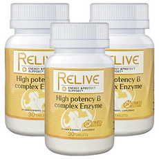 RELIVE 百大蔬果酵素天然B群, 30錠, 3罐