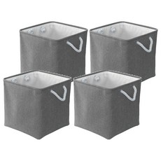 小麥購物 亞麻收納籃 方形款 C176 382g, 4個, 灰色