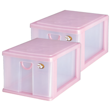 DOLEDO 單層大物收納盒, 粉色, 35 x 25.5 x 19.5cm, 2個