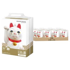 淨風 東京豪德寺招財貓衛生紙 130抽 輕巧包萬用抽取式面紙, 6包, 20袋