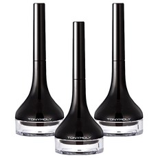 TONYMOLY 媚眼持久眼線膠, 瓶裝眼線膠筆, 一字型長筆刷, 強效持妝, 防水, 01 Black, 3支