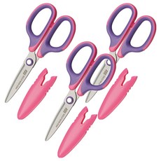 0919C 滑利剪‧省力兒童剪刀135mm 紫粉 /支, 3入