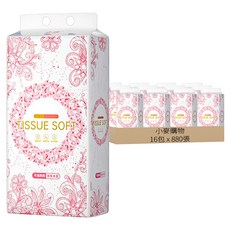 小麥購物 氣墊壓花懸掛式衛生紙 B108, 16包, 880張, 四層加厚, 無螢光劑, 1包