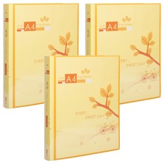 Lan CHYn 連勤牌文具 pp 三孔圓型夾附封面 A4, 黃色, 3入