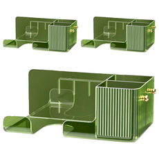 無痕免釘壁掛 吹風機置物架 尺寸 21.8cmX11cmX8.6cm, 透綠色, 3個