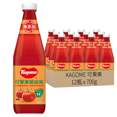 KAGOME 可果美 蕃茄醬 玻璃罐, 700g, 12瓶