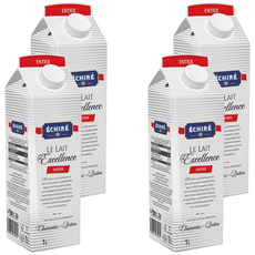 ECHIRE 艾許 全脂牛乳, 1L, 4瓶