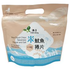 池上鄉農會 米魷魚捲片 台式鹽酥口味, 酥脆米香，魷魚鮮甜，獨立包裝，方便攜帶, 1包, 80g