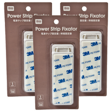 SHIMOYAMA 免鑽釘插槽式電源排插 延長線固定架 10 x 4 x 0.7cm, 3個, 白色