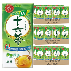 Asahi 朝日 十六茶, 經典無糖, 零咖啡因, 清香回甘, 330ml, 72入