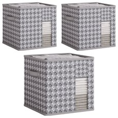 小麥購物 無紡布方型折疊收納盒 L420, 灰色, 3個