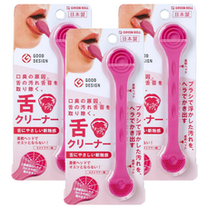 GREEN BELL 綠鐘 雙頭舌苔刷 粉紅色, 3支, 9g