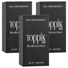 TOppiK 增髮纖維 12g, 3瓶, 黑色 BLACK