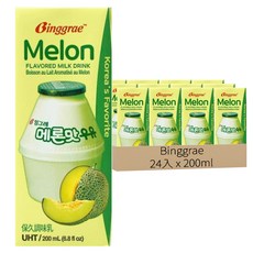 Binggrae 哈密瓜牛奶, 200ml, 24入