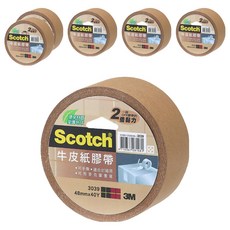 3M Scotch 牛皮紙膠帶 48mmx40Y，一般OPP膠帶的2倍黏力, 可手撕，適用封箱用，可用麥克筆書寫, 3039, 6捲