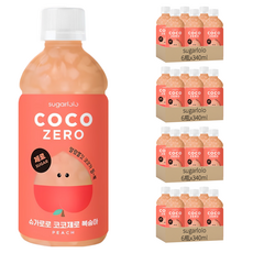 sugarlolo 椰果飲料 水蜜桃風味, 24瓶, 340ml, 韓國進口, 無糖, 清爽解渴