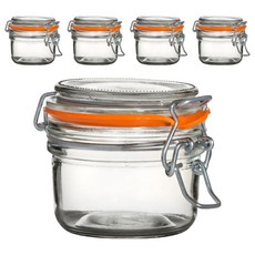 utopia 扣式玻璃密封罐 橘色 125ml 密封保鮮罐 食品收納罐, 5個