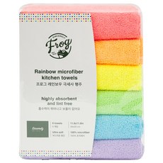 SINCERELY Frog 彩虹色系超細纖維抹布 6條, 1組